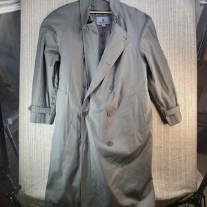London Fog Trench Coat Mens 42 Short Gray Double Breasted Belted Lined‎ Raglan